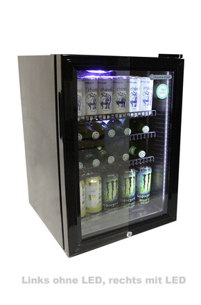 Gastro-Cool Edelstahl Mini-Kühlschrank mit Glastür - LED Innenbeleuchtung /  62l - GCKW65