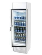 Getränkekühlschrank mit Glastür in silber/weiß